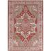 Red/ Ivory/ Green Heriz Serapi Turkish Wool Area Rug Handmade Carpet - 5'0" x 6'10"