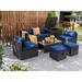 Costway 8PCS Patio Rattan Furniture Set Storage Table Ottoman cover