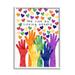 Stupell Industries We Rise By Lifting Others Rainbow Hand Hearts by - Graphic Art Wood in Brown | 30 H x 24 W x 1.5 D in | Wayfair ak-339_wfr_24x30