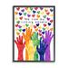 Stupell Industries We Rise By Lifting Others Rainbow Hand Hearts by - Graphic Art Wood in Brown | 14 H x 11 W x 1.5 D in | Wayfair ak-339_fr_11x14
