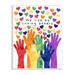 Stupell Industries We Rise By Lifting Others Rainbow Hand Hearts by - Graphic Art Wood in Brown | 15 H x 10 W x 0.5 D in | Wayfair ak-339_wd_10x15