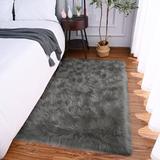 Gray 72 x 24 x 2.36 in Indoor Area Rug - Everly Quinn Dark Area Rug Faux Fur/Sheepskin | 72 H x 24 W x 2.36 D in | Wayfair