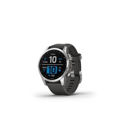 Garmin Fenix 7S Watch Silver Case Graphite Band 010-02539-00