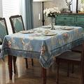 Chenille Table Cloth Fringed Lace Tablecloths Washable, Table Cover for Kitchen Dinning Party,vintage Style,Blue-150 * 220cm（59 * 86.6inch）