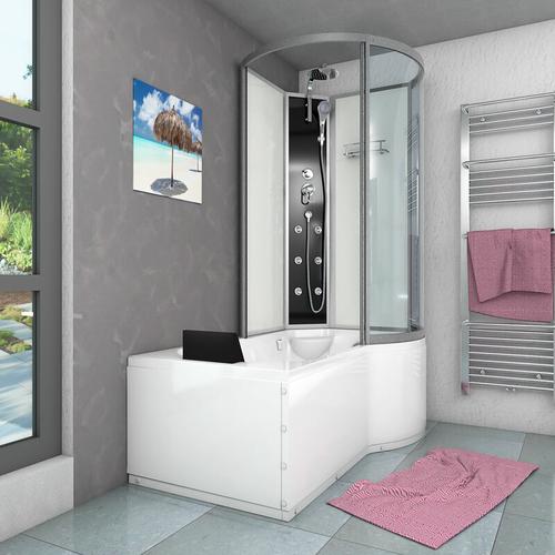 Wanne Duschtempel Badewanne Dusche Duschkabine K50-L00 170x98cm - Weiß