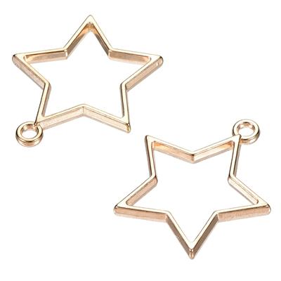 10Pcs Resin Pendants Frames Star Shape Alloy Hollow Charms for DIY Gold Tone - Gold Tone