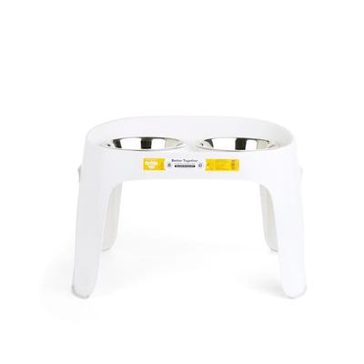 EveryYay Essentials Better Together White Elevated Double Diner Dog Feeder, 12 Cups