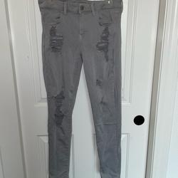 American Eagle Outfitters Jeans | American Eagle Ripped Jegging Gray Size 10 | Color: Gray | Size: 10