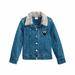 Disney Jackets & Coats | Disney Minnie Mouse Jacket Toddler Girls Faux Fur Trim Long Sleeve Denim Blue 2t | Color: Blue/Gray | Size: 2tg