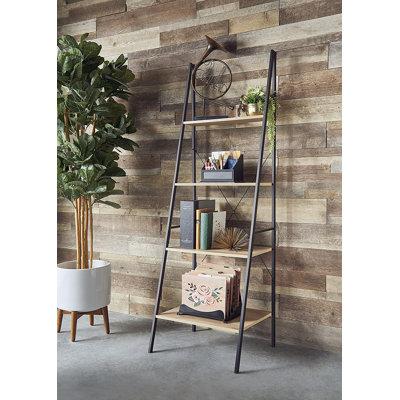 Wood Ladder Shelf Bookcase, Ameriwood Home Lawrence 4 Shelf Ladder Bookcase Bundle Dove Gray