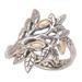 Tropical Winter,'Gold-Accented Cocktail Ring with Leaf Motif'