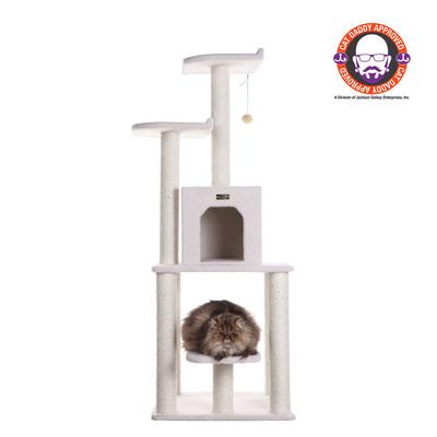 Classic 62" Real Wood Cat Tree With Levels, Condo And Two Perches by Armarkat in Ivory