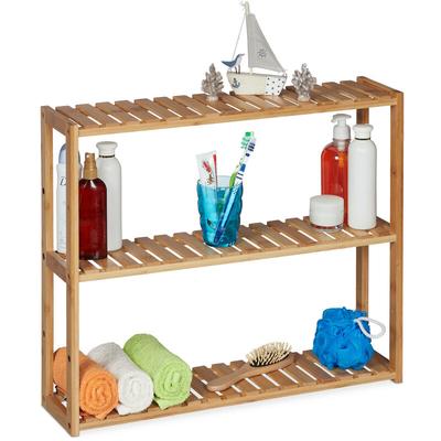 Wandregal Bambus, 3 Ablagen, höhenverstellbar, hbt: 50 x 60 x 15 cm, Bad & Küche, schmales Image