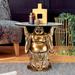 Design Toscano Jolly Hotei Buddha Glass Topped Table