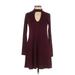 Socialite Casual Dress - A-Line: Burgundy Solid Dresses - Women's Size Small