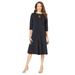 Plus Size Women's Ultrasmooth® Fabric Boatneck Swing Dress by Roaman's in Black (Size 34/36)