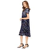 Plus Size Women's Ultrasmooth® Fabric V-Neck Swing Dress by Roaman's in Multi Playful Abstract (Size 34/36)