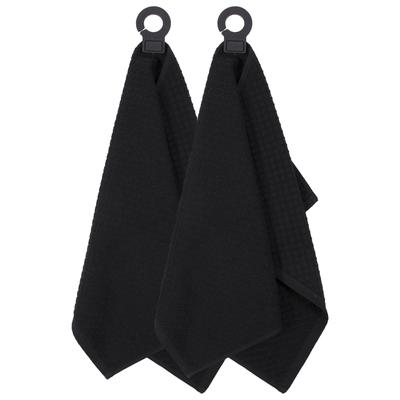 Hook And Hang Woven Kitchen Towel, Set Of Two by RITZ in Black