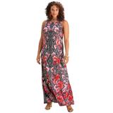 Plus Size Women's Ultrasmooth® Fabric Print Maxi Dress by Roaman's in Floral Paisley Diamond (Size 22/24)