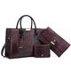 YOUNXSL Women Fashion Handbags Snake Pattern Wallet Tote Bag Shoulder Bag Top Handle Satchel Purse Set 3pcs Brown