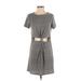Honey Punch Casual Dress - Shift: Gray Solid Dresses - Women's Size Small