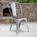 Flash Furniture Striling Rustic Walnut Restaurant Chair w/ Wood Seat & Back & Powder Coat Frame Wood in Gray | Wayfair CH-31230-SIL-WD-GG