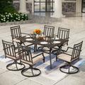 Lark Manor™ Alyah Rectangular 6 - Person 60" Long Outdoor Dining Set w/ Cushions Metal in Black | 28 H x 60 W x 38 D in | Wayfair