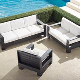 St. Kitts 3-pc. Sofa Set in Matte Black Aluminum - Sailcloth Cobalt, Sailcloth Cobalt - Frontgate