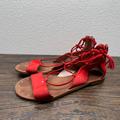 Madewell Shoes | Madewell Orange Suede Lace Tassel Strap Back Zip Flats Sandals 6.5 | Color: Orange | Size: 6.5