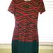 Lularoe Dresses | Lularoe Fit And Flare Dress. Size Large. | Color: Green/Pink | Size: L