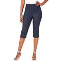 Plus Size Women's Button-Detail Comfort Stretch Capri Jean by Denim 24/7 in Indigo Wash (Size 40 W)