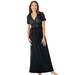 Plus Size Women's Long Lace Top Stretch Knit Gown by Amoureuse in Black (Size 3X)