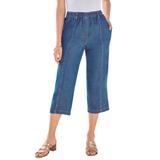 Plus Size Women's Kate Straight-Leg Capri by Roaman's in Medium Wash (Size 16 W)