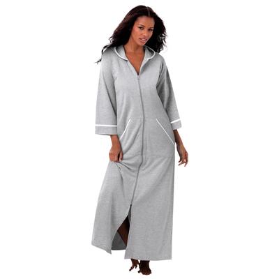 Plus Size Women's Long French Terry Robe by Dreams & Co. in Heather Grey (Size 5X)