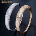 CWWcontre-contre-indiqué des centaines de cubiques bracelet en or jaune bracelet de mariage ouvert