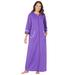 Plus Size Women's Long French Terry Robe by Dreams & Co. in Plum Burst (Size 2X)