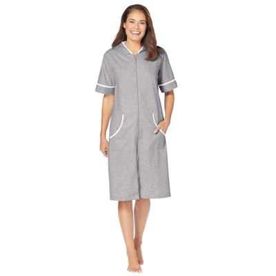 Plus Size Women's Short French Terry Robe by Dreams & Co. in Heather Grey (Size 4X)