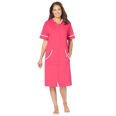 Plus Size Women's Short French Terry Robe by Dreams & Co. in Pink Burst (Size 4X)