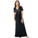 Plus Size Women's Long Lace Top Stretch Knit Gown by Amoureuse in Black (Size 4X)