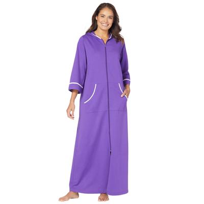 Plus Size Women's Long French Terry Robe by Dreams & Co. in Plum Burst (Size 6X)