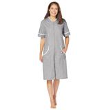 Plus Size Women's Short French Terry Robe by Dreams & Co. in Heather Grey (Size 1X)