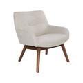 Fauteuil lounge en tissu pieds bois beige