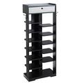 CASART 7/13-Tier Shoe Rack, Wooden Shoe Storage Organizer Stand Shelf, Free Standing Vertical Shoes Storage Tower for Living Room, Hallway, Bedroom (Black, 13-Tier with Drawer)