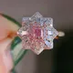 Bague de mariage en cristal pour femme bijoux de luxe couleur argent rose CZ anneaux