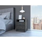 TUHOME Eter 2-Drawer Nightstand End Table with Metal Handles and Open Shelf