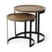 Aisley Light Brown Solid Wood w/ Black Iron Base Round Nesting Side Tables - 19.3L x 19.3W x 19.0H