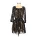 Club Monaco Casual Dress - Mini: Black Floral Dresses - Women's Size 00