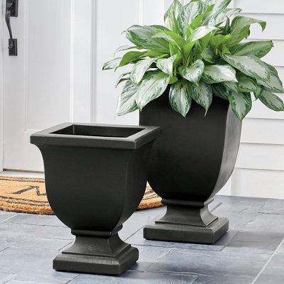 Augusta Easy-Care Pedestal Planter Pots - Black, 20