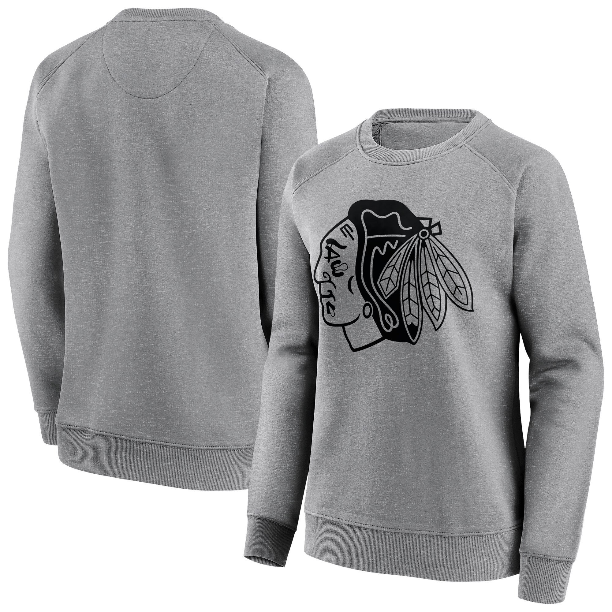 Chicago Blackhawks Fanatics Branded Iconic Mono Logo Graphic Crew Sweatshirt - Sportgrau - Damen Image