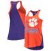 Women's Colosseum Orange/Purple Clemson Tigers George Glass 2-Hit Scoop Neck Racerback Tank Top